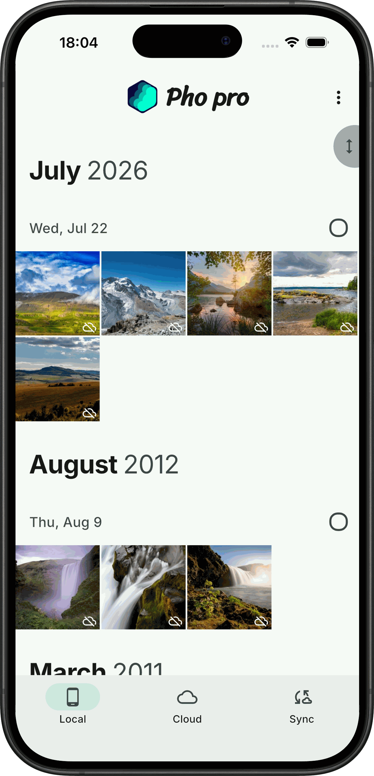 Pho app — local photo album browsing on iPhone
